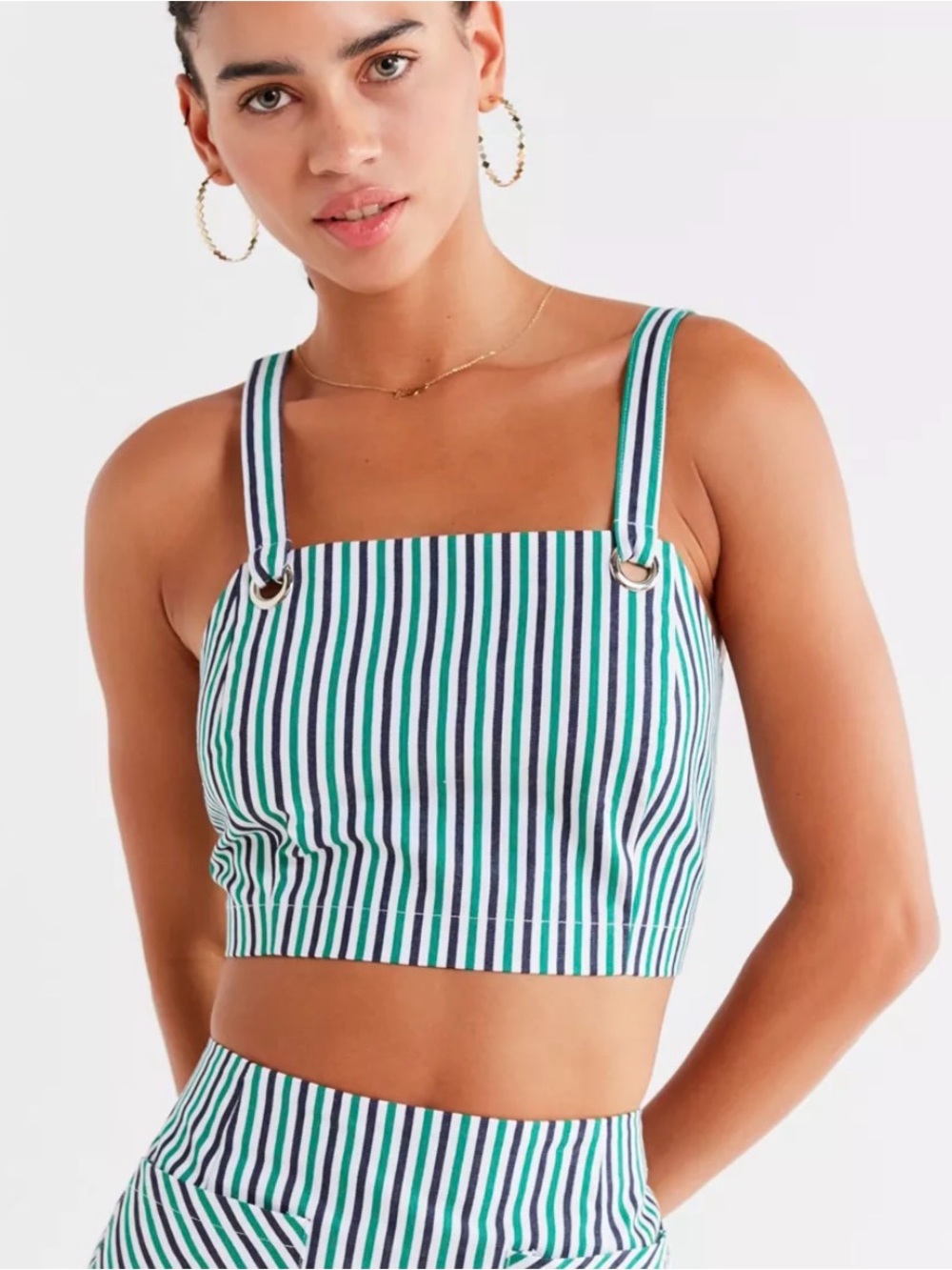 UO Striped Grommet Cropped Top